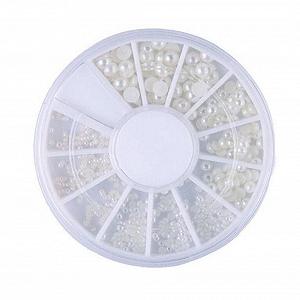 Перлини для дизайну нігтів Білі, різні розміри, в колі - Фото 1