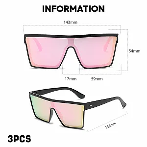 Солнцезащитные квадратные очки FUIPVGI, 3 пары, оверсайз, плоский верх, для женщин и мужчин synthetic.ua - Фото 1