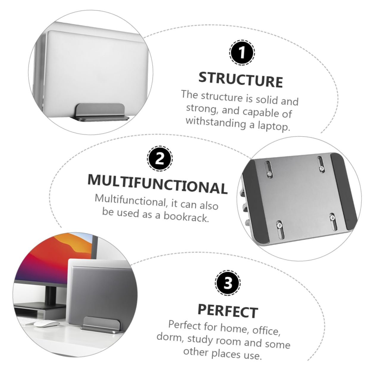 Підставка для ноутбука Tofficu Aluminium Легка Міцна для Ефективного Охолодження та Зручного Вертикального Зберігання Сумісна з Планшетами, фото №5