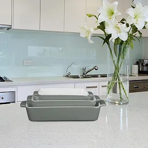 Набір форм для запікання Relaxdays 3 штуки керамічні прямокутні Grey/White 6 x 33 x 20 сантиметрів synthetic.ua - Фото 1