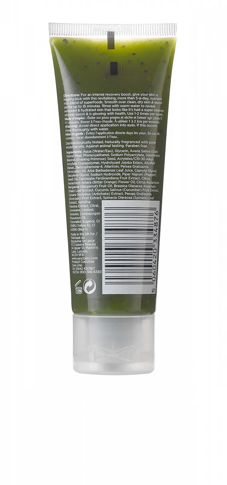 Маска для обличчя Sanctuary Spa Green Smoothie Recharge Vegan Суперфуди, фото №2