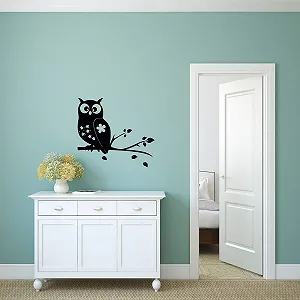 Наклейка на стіну kleb-Drauf Сова на гілці матова 17 x 19 см Чорна synthetic.ua - Фото 1