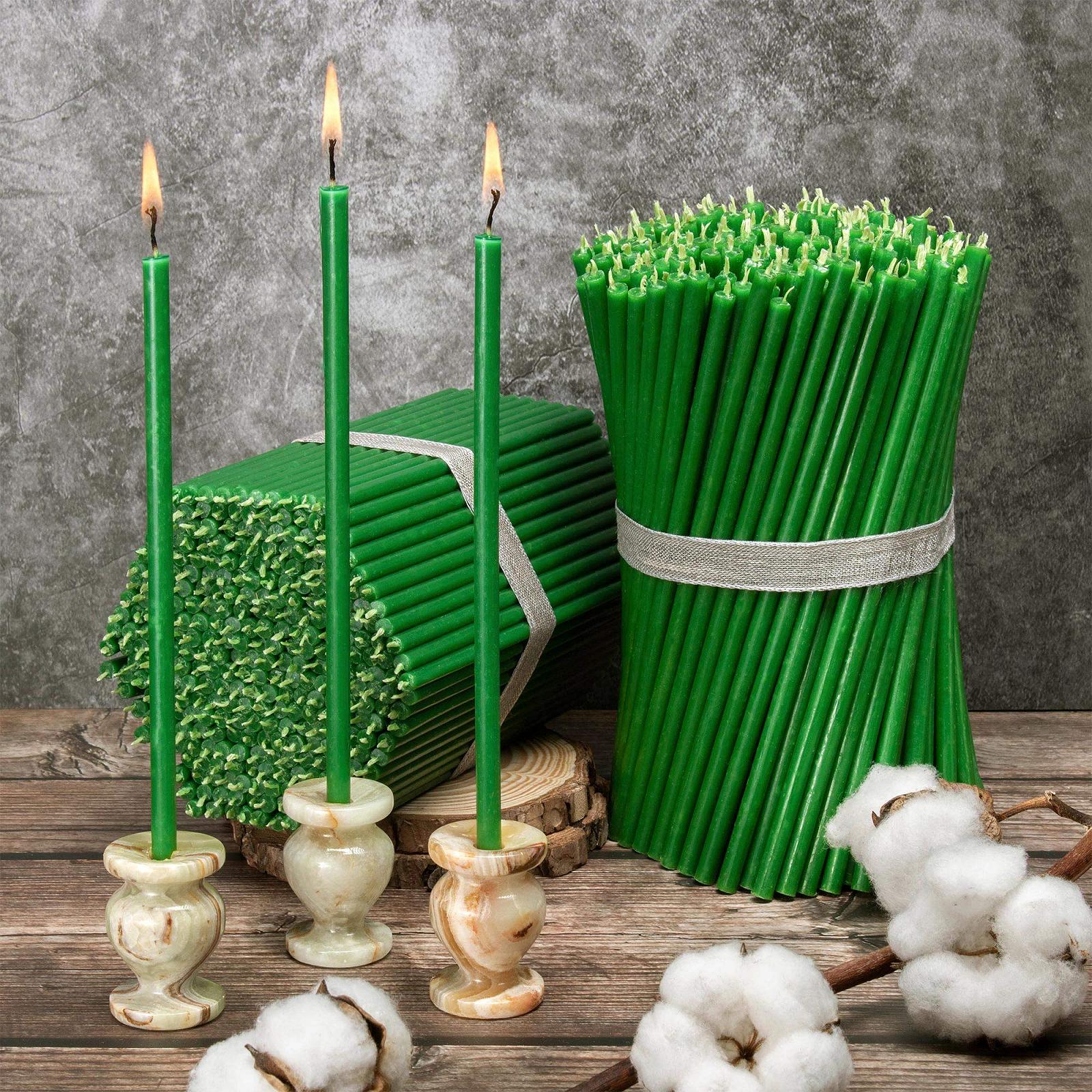 Свечи Diveevo Church Восковые No. 100-50 штук Высококачественные ритуальные свечи Зеленый, фото №4