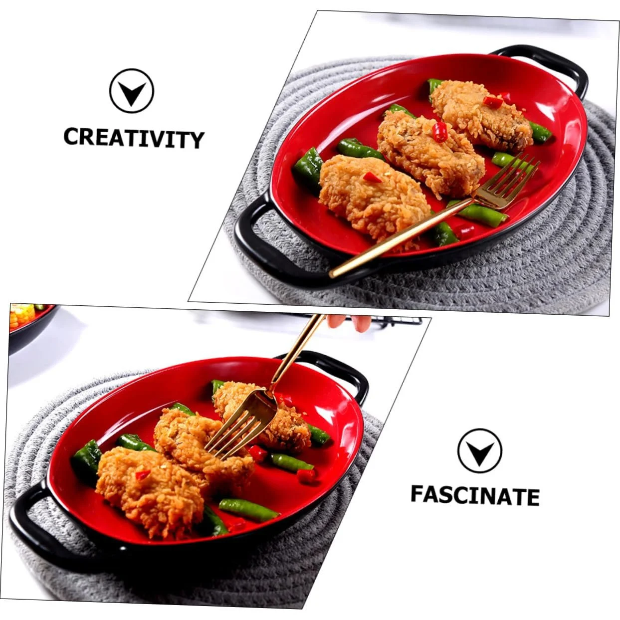 Форма для запекания керамическая прямоугольная с боковыми ручками термостойкая универсальная, фото №8