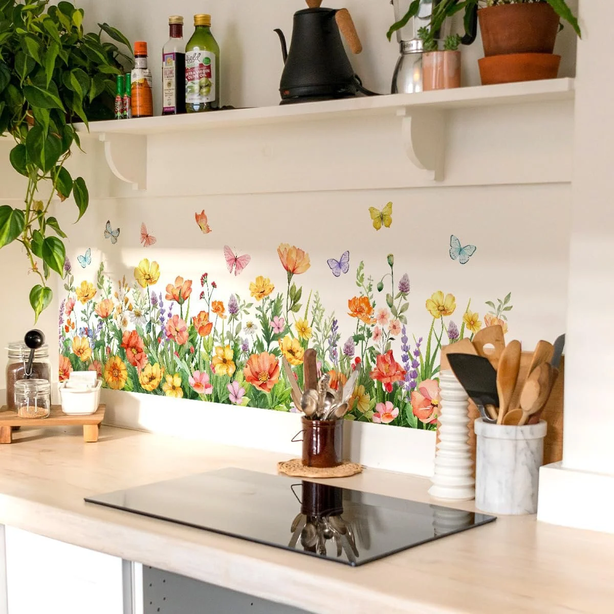 Наклейка на стіну Coloured Flowers Butterfly самоклейний вініл, фото №3 Наклейка на стіну Coloured Flowers Butterfly самоклейний вініл, фото №3