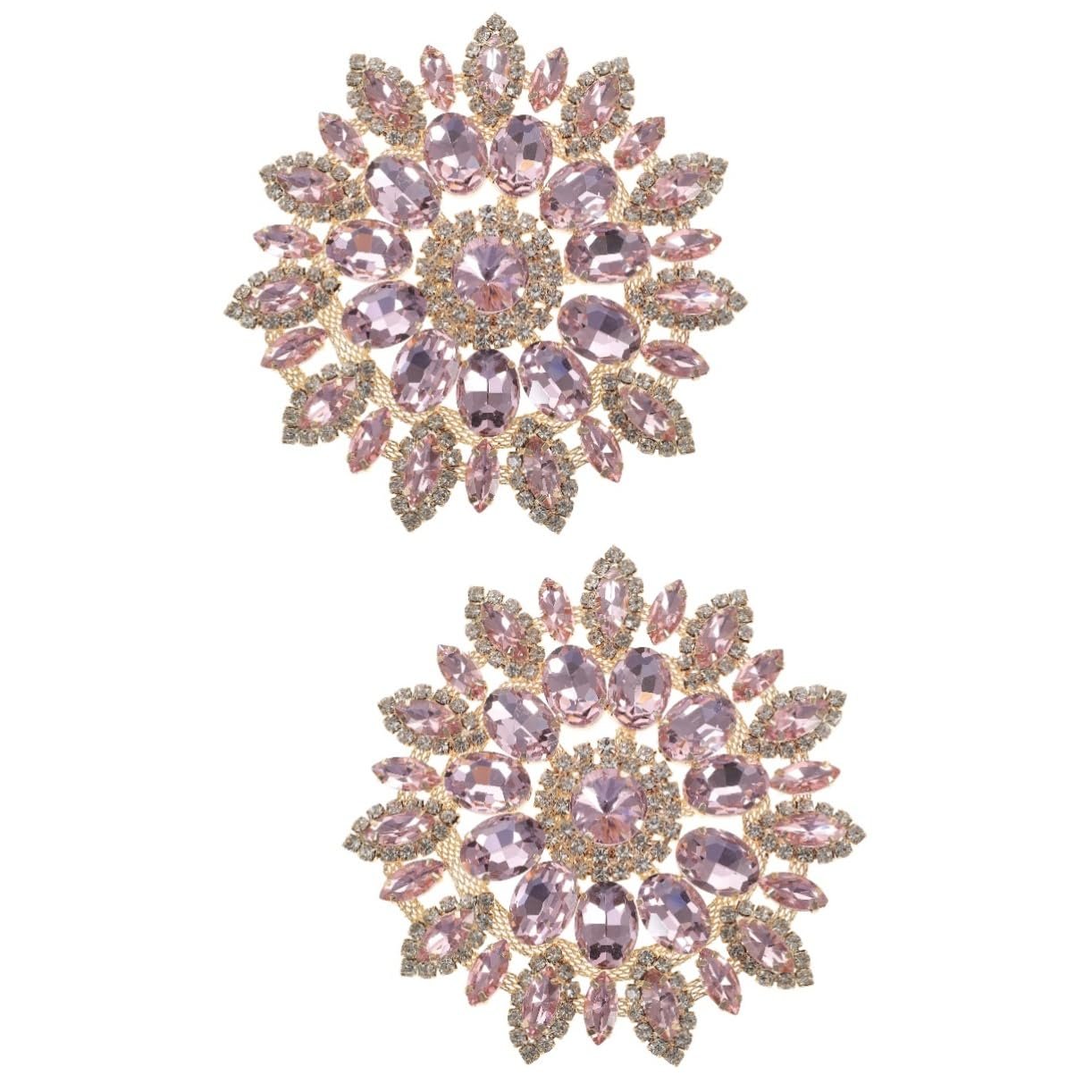 Нашивка со стразами Operitacx 2 шт., Разноцветные цветочные аппликации для украшения пиджаков, сумок и свадебных платьев с золотой основой, фото №1