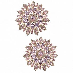 Нашивка со стразами Operitacx 2 шт., Разноцветные цветочные аппликации для украшения пиджаков, сумок и свадебных платьев с золотой основой - Фото 1