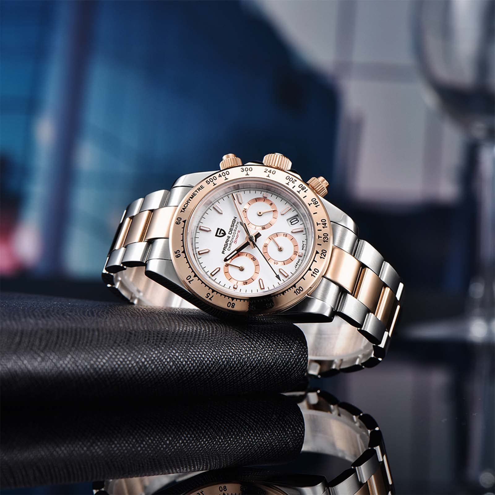 Кварцовий годинник Pagani Design Чоловічий Багатофункціональний Хронограф Японський Кварцовий Механізм VK63 Корпус з нержавіючої сталі Керамічний Безель Водонепроникність 100 метрів Бізнес Спортивний Годинник, фото №2