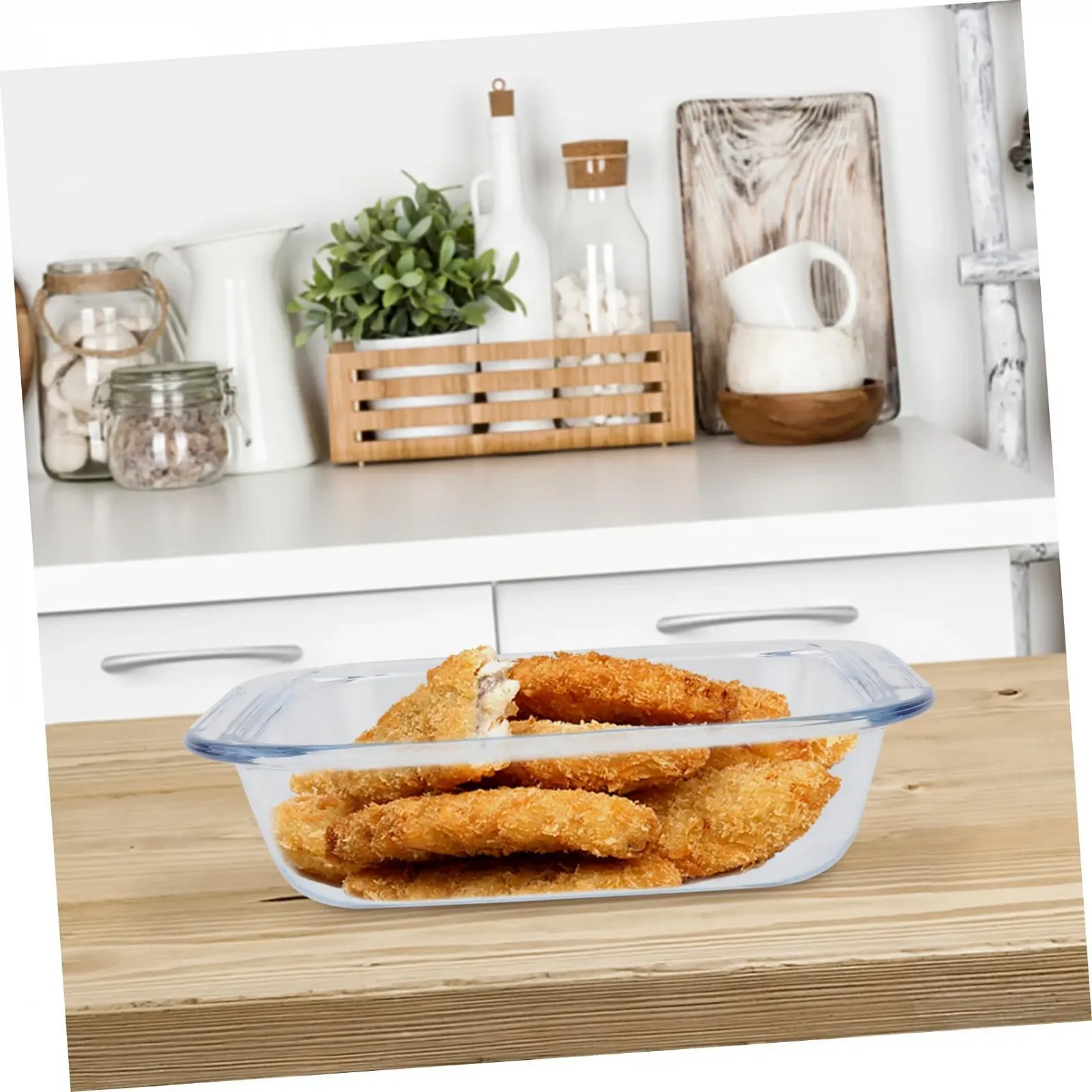 Скляна форма для запікання Ciieeo 1 шт термостійка прямокутна для духовки, мікрохвильової печі та холодильника, фото №5