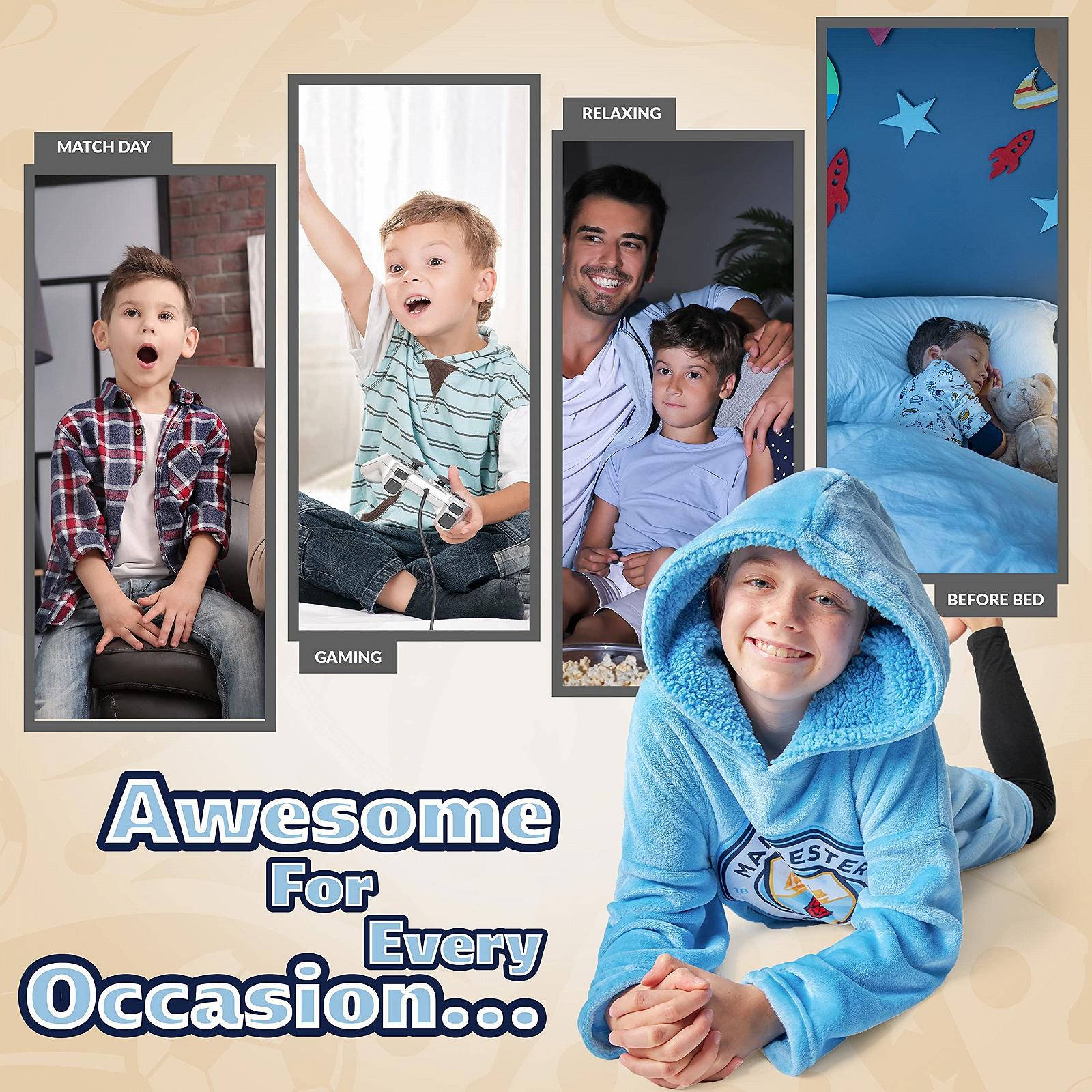 Ковдра-худі MANCHESTER CITY F.C. для дітей з рукавами, Футбольні подарунки для хлопчиків, фото №5