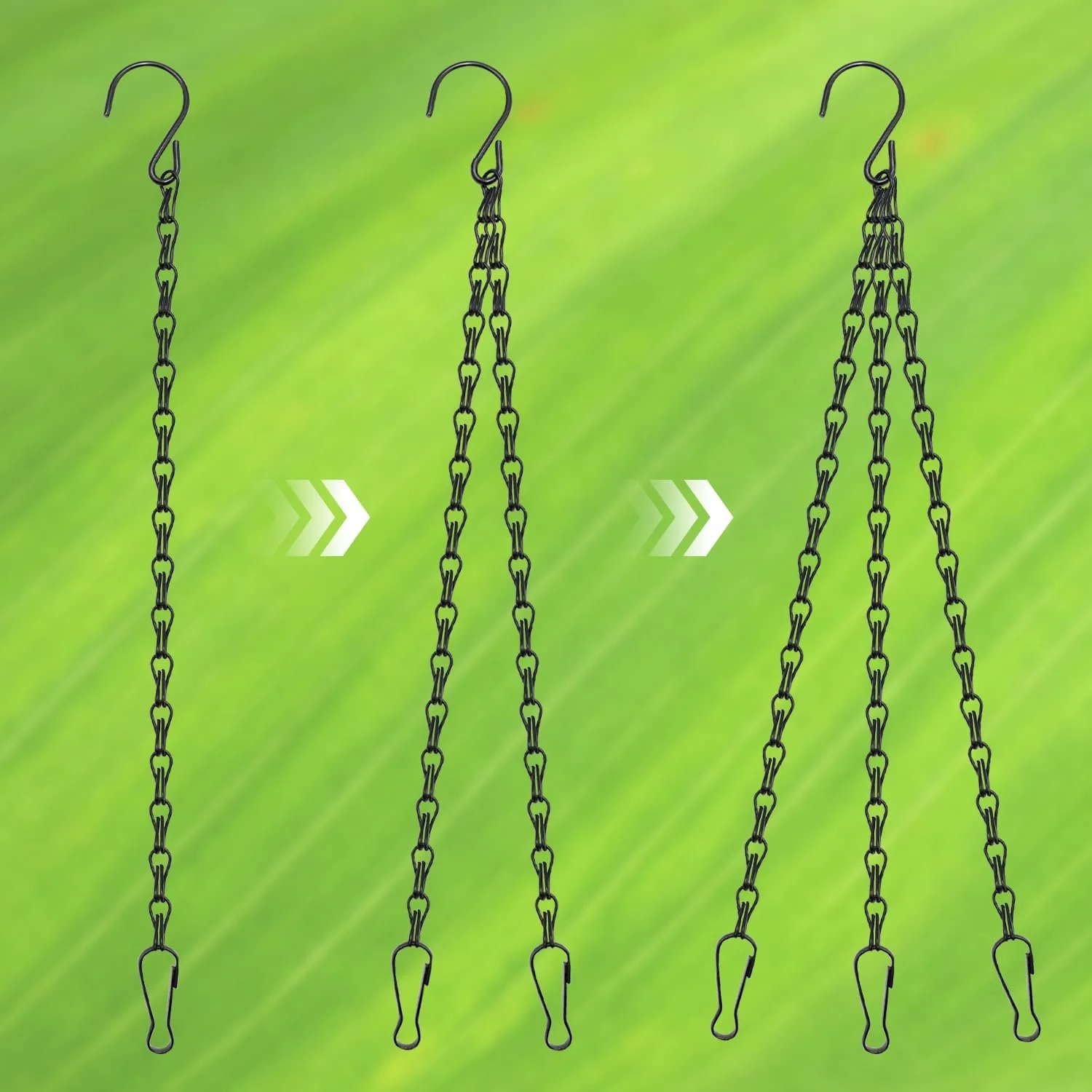 Ланцюжки для підвісних кошиків, 4 шт., 25 см, чорні, фото №7 Ланцюжки для підвісних кошиків, 4 шт., 25 см, чорні, фото №7