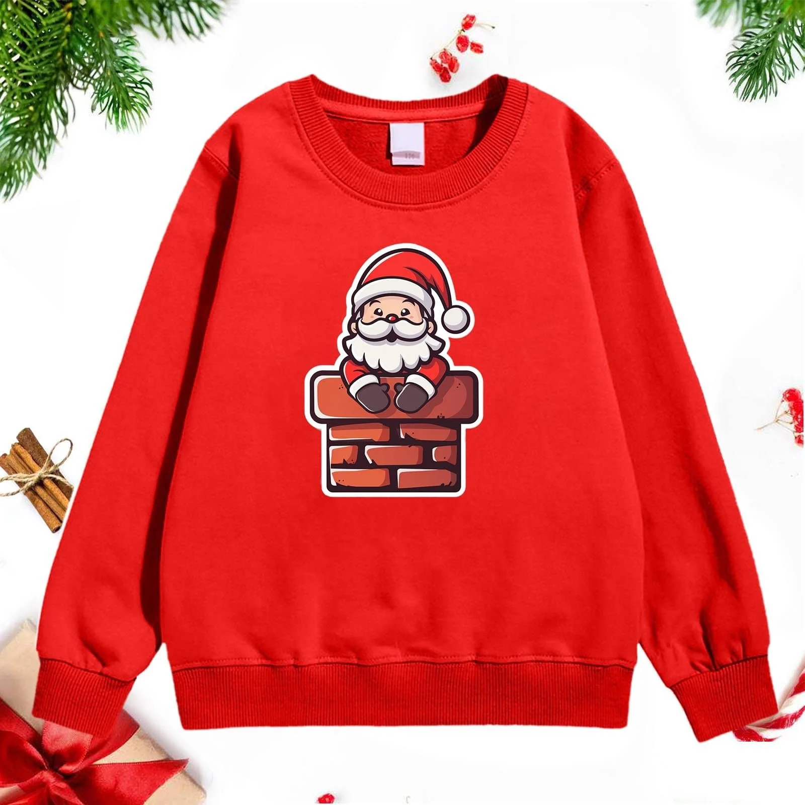 Дитячий Світшот Різдвяний друкований пуловер з капюшоном, фото №2