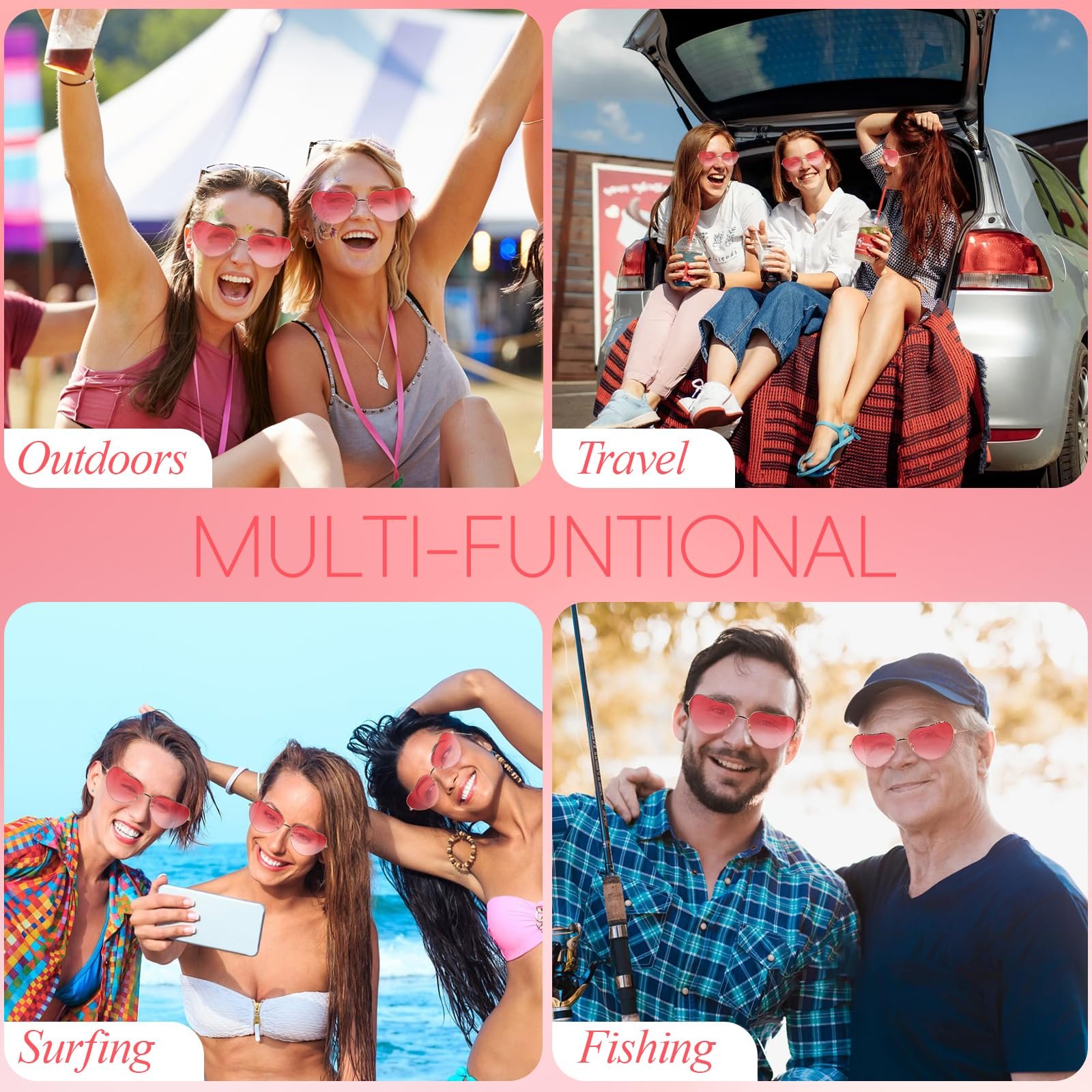 Сонцезахисні окуляри Серце Pink Ape-rol Li-llet 70-х 80-х (3 шт.), фото №6