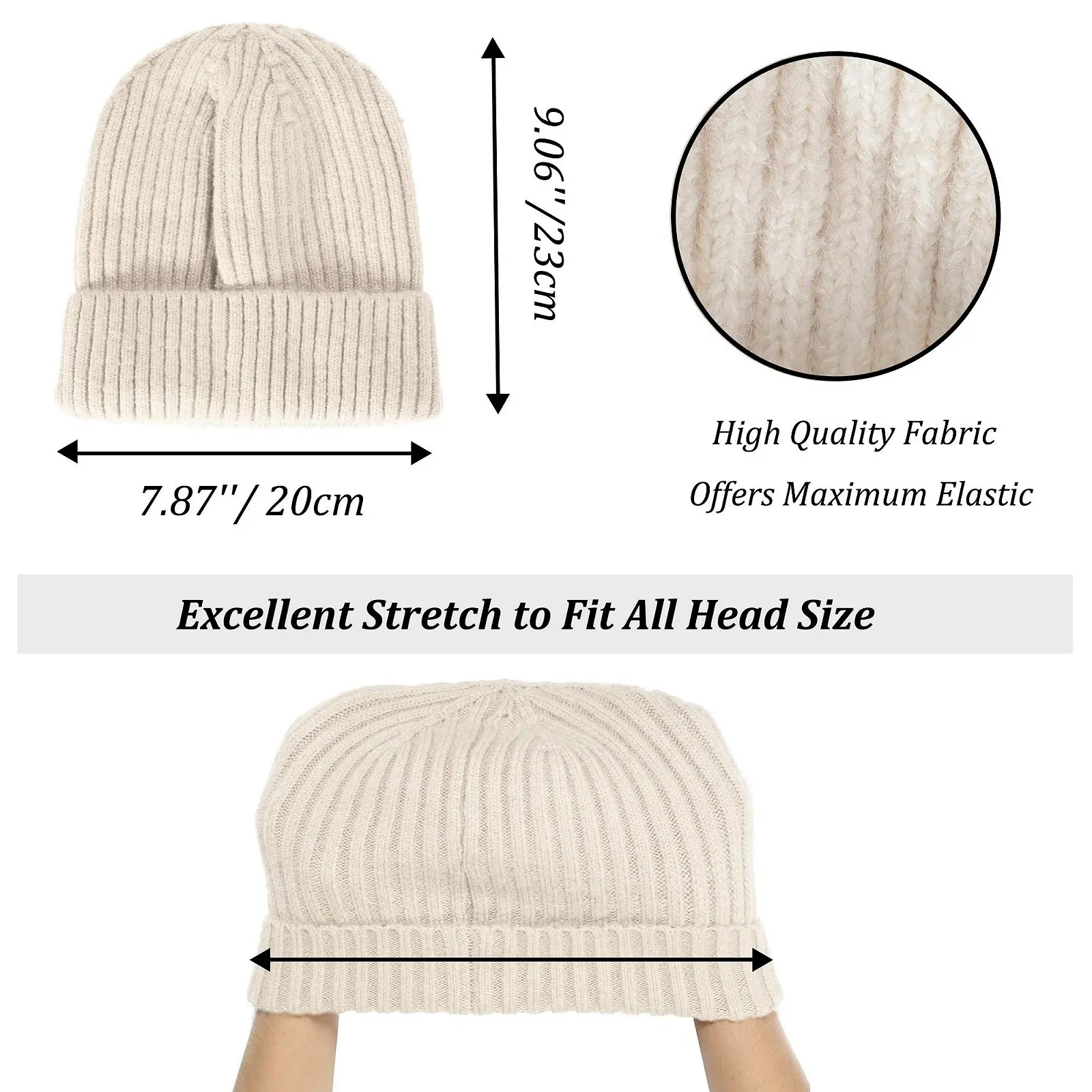 Шапка ZLYC Зимняя Женская Slouchy Эластичная Вязаная, фото №5