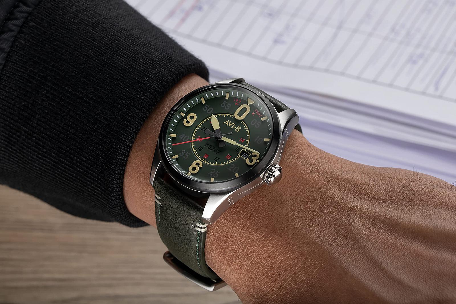 Чоловічий годинник AVI-8 Spitfire Smith Automatic 42 мм з шкіряним ремінцем AV-4090, фото №5