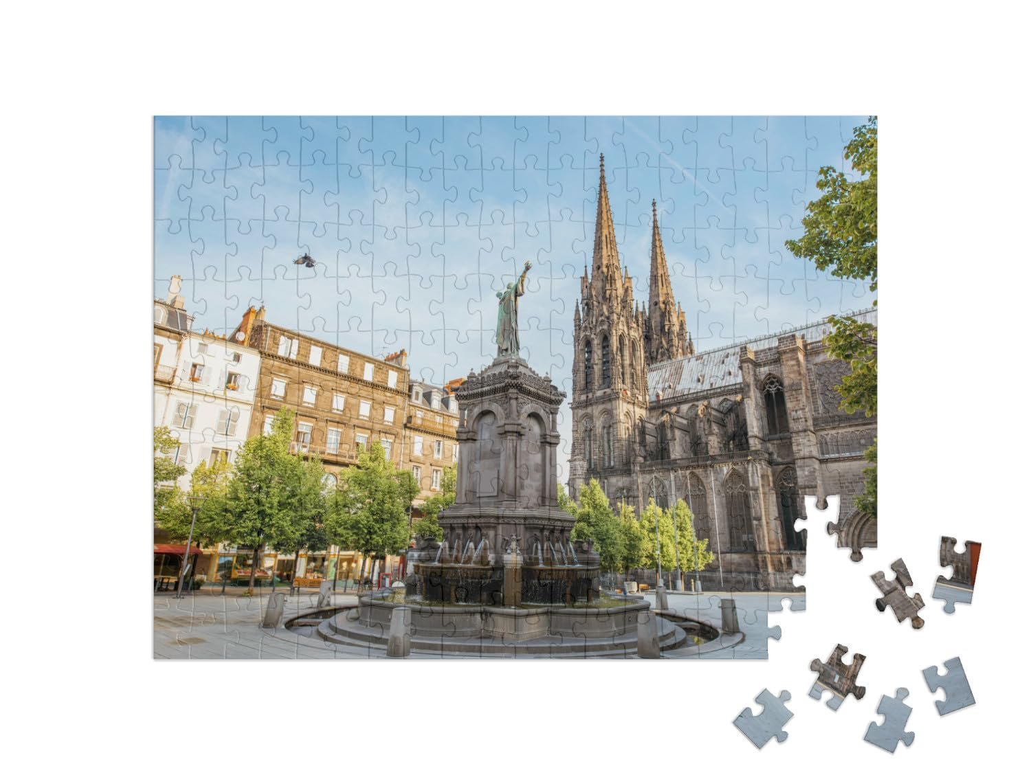 Пазл puzzleYOU Утренний вид на Победу с мемориалом и собором в городе Клермон-Ферран во Франции 200 элементов, фото №2