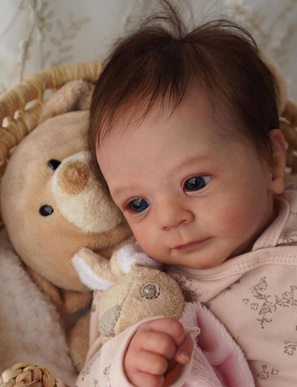 Кукла Zero pam Reborn 48 см Lifelike Baby Doll Девочка С голубыми глазами Силиконовая С волосами, фото №3