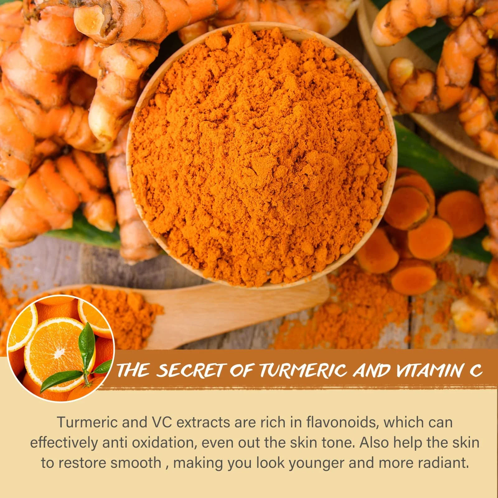 Маска для обличчя Глина Вітамін C Куркума, Глибоке очищення, фото №4