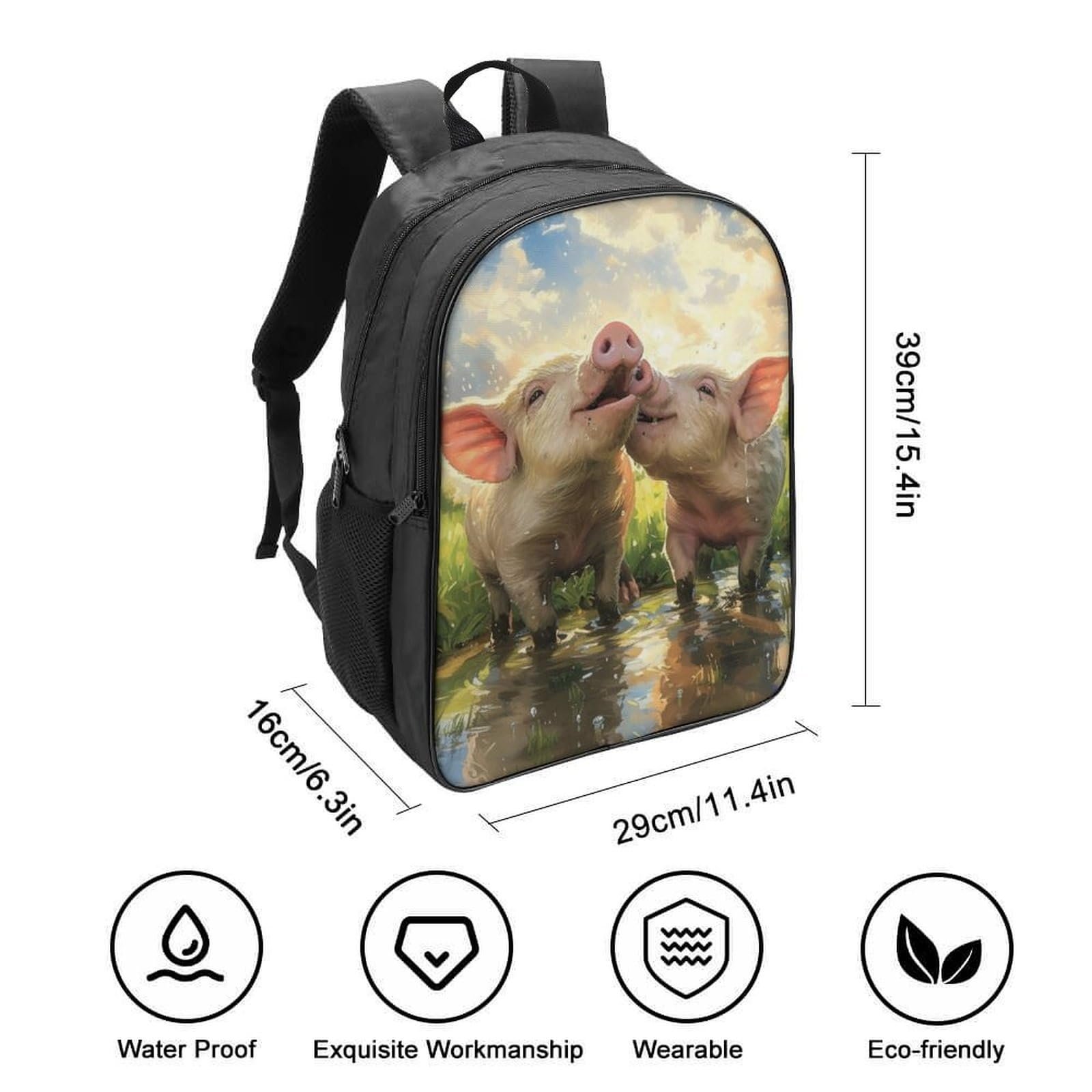 Рюкзак RSIUUODNF Pig для девочек-подростков, большой школьный рюкзак, школьный туристический рюкзак, водонепроницаемый рюкзак для школы, путешествий, школьная сумка 40x28x16 см, фото №2
