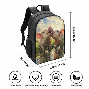 Рюкзак RSIUUODNF Pig для девочек-подростков, большой школьный рюкзак, школьный туристический рюкзак, водонепроницаемый рюкзак для школы, путешествий, школьная сумка 40x28x16 см synthetic.ua - Фото 1