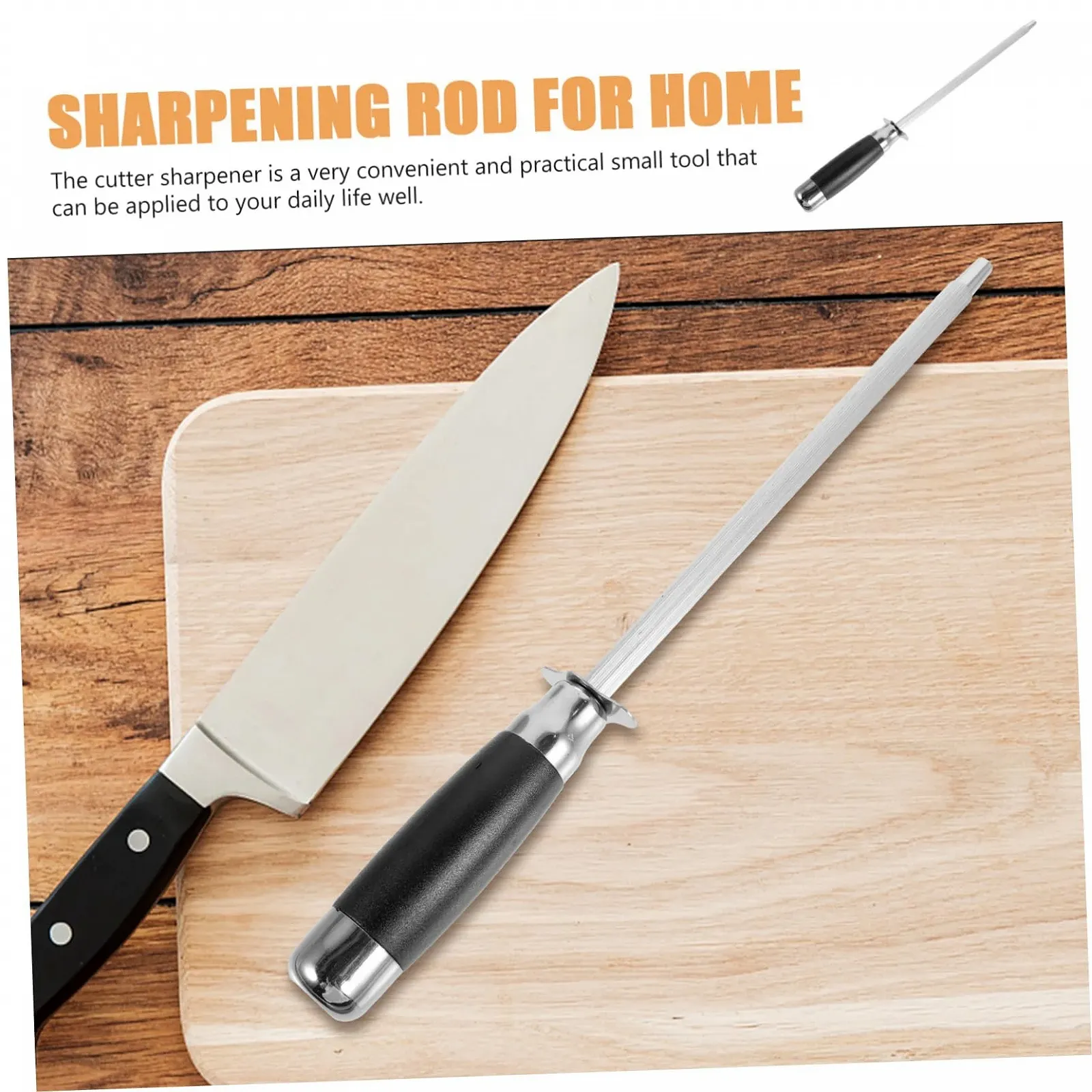 Мусат кухонный стальной с эргономичной ручкой для точной заточки, фото №5