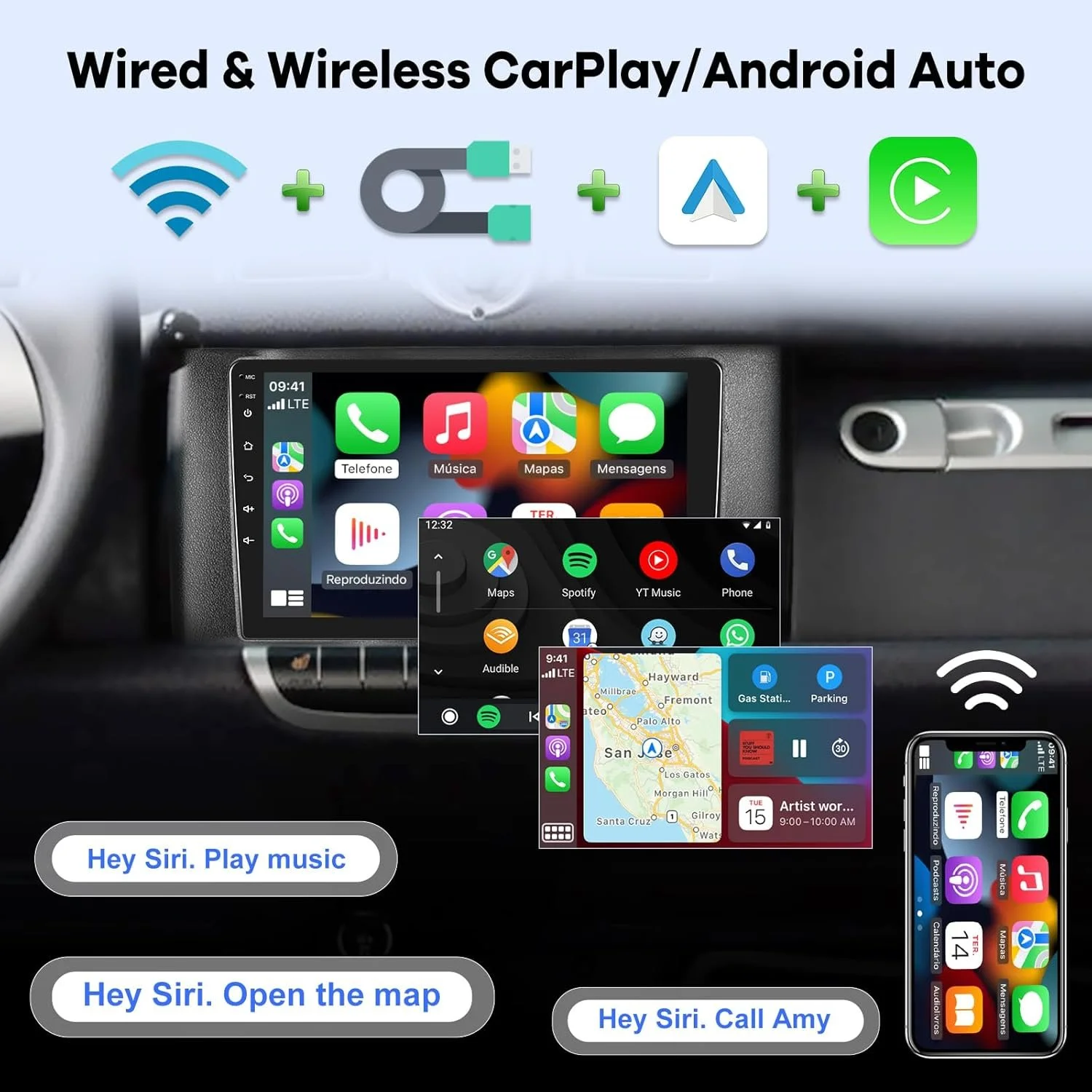 Штатная автомагнитола EKAT для Mercedes Benz Smart Fortwo 2011-2015 / 9" / Сенсорная / 2/32Гб / Android 11 / Apple CarPlay / Android Auto / Bluetooth / WI-FI / GPS / USB, фото №3