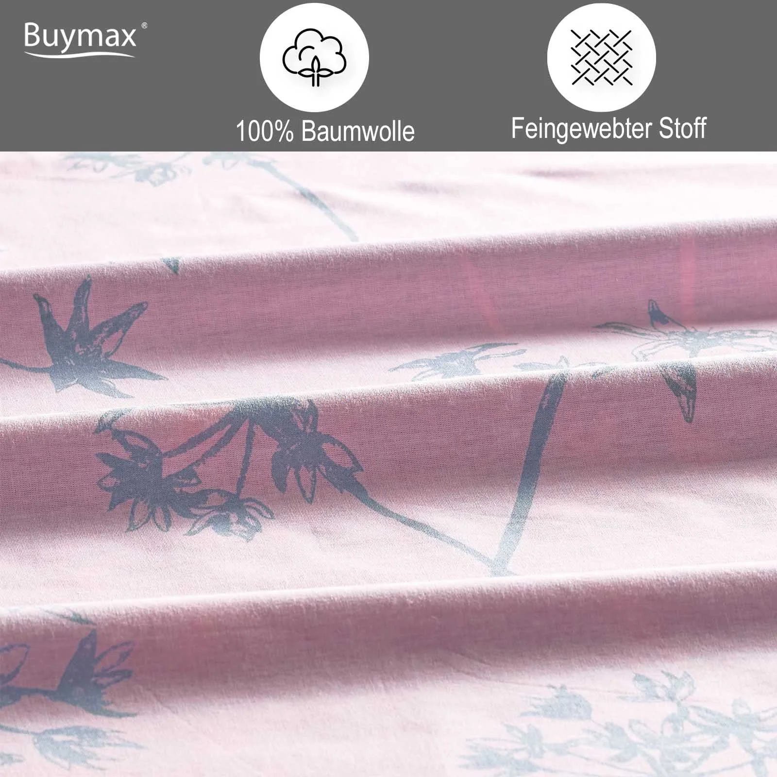Комплект постельного белья Buymax, 200 x 200 см, 3 предмета: пододеяльник, 2 наволочки 80 x 80 см, хлопок, фото №3