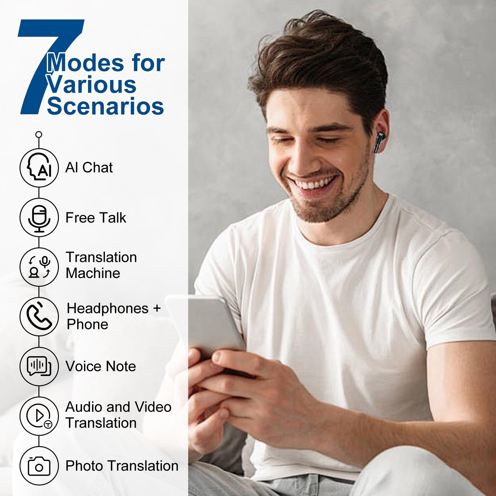 Наушники-переводчики AI, 48 часов, 3-в-1, голоса в реальном времени, фото №5 Наушники-переводчики AI, 48 часов, 3-в-1, голоса в реальном времени, фото №5