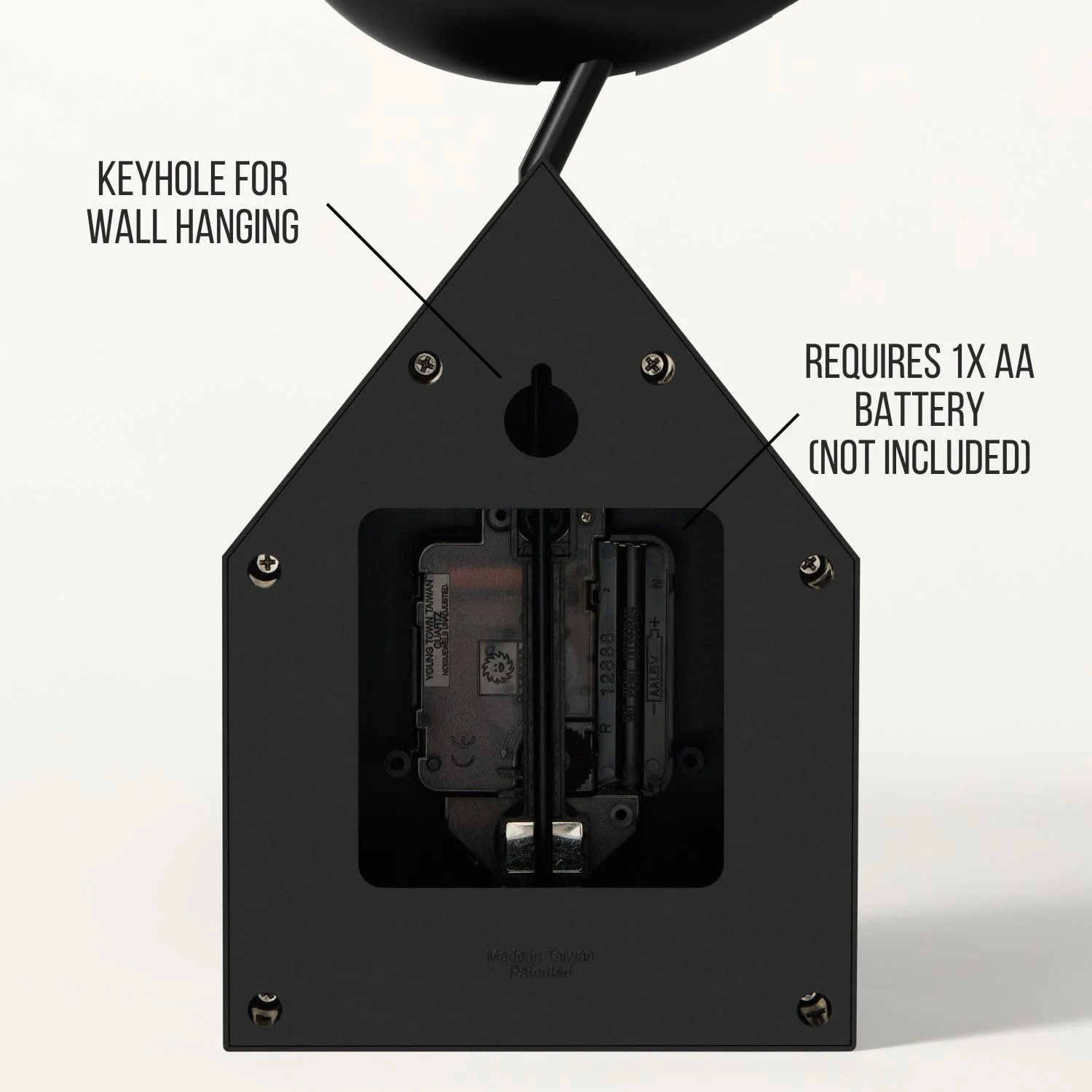 Годинник Тип Torre & Tagus Motion Birdhouse з Маятником, що Знімається, Чорний, фото №5