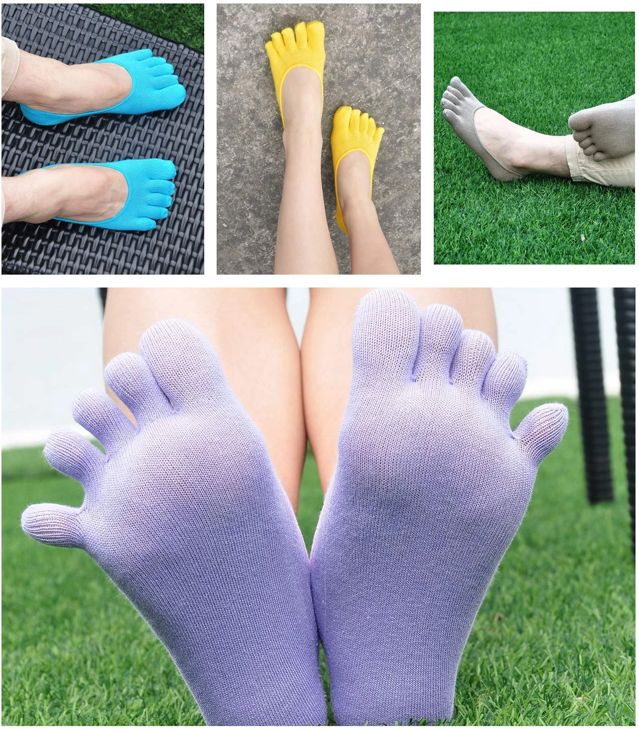 Носки CaiDieNu Короткие Цветные Спортивные для тренировок и отдыха, Подходят для обуви с пальцами, Высококачественная гребенная хлопчатобумажная ткань и открытая пятка, фото №6