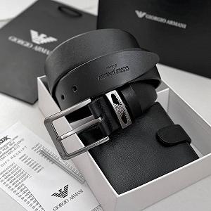 Мужской подарочный набор кожаный ремень и кошелек Armani оригинальный из натуральной кожи Армани synthetic.ua - Фото 1