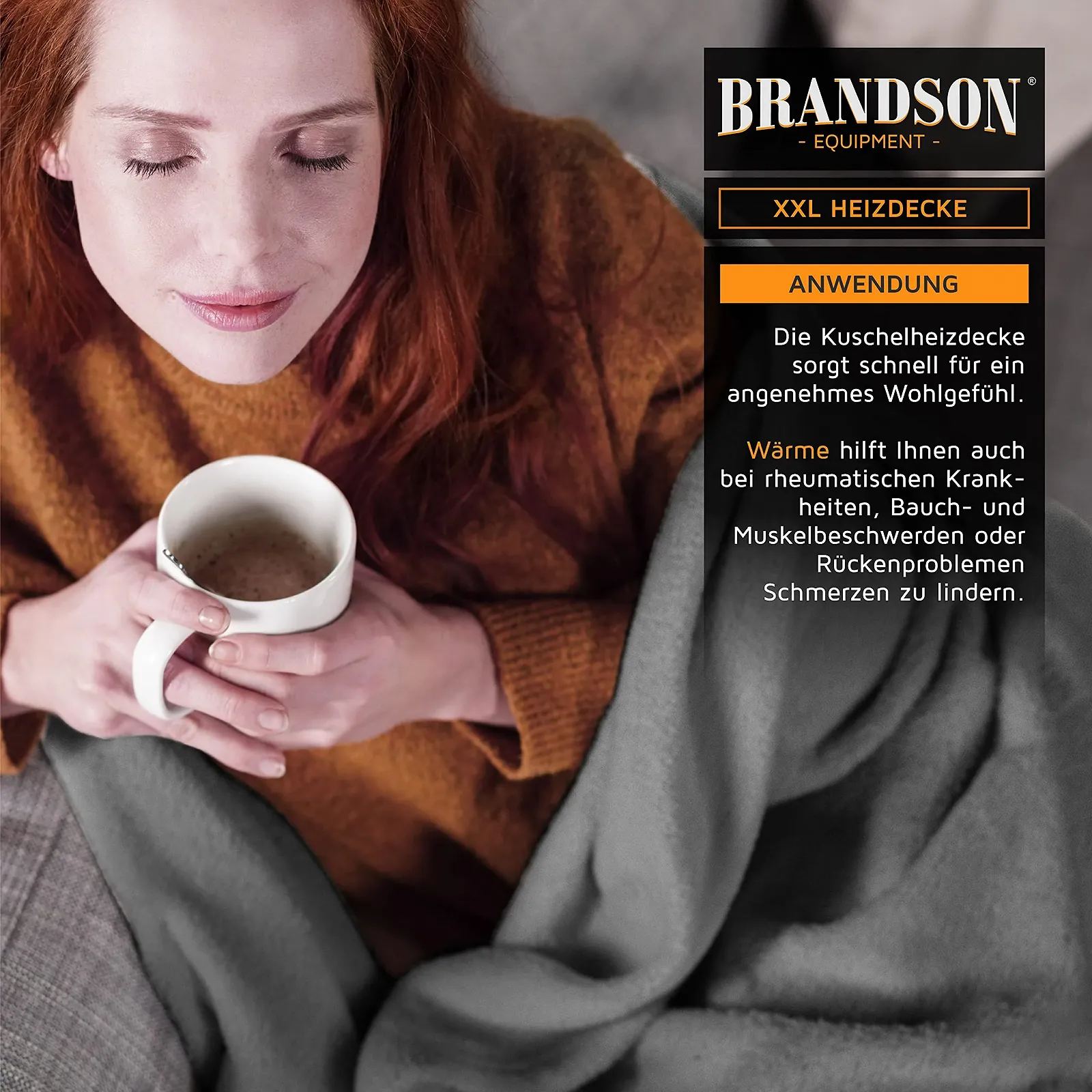 Електрична ковдра Brandson XXL 180 x 130 см. Сірий колір, фото №6