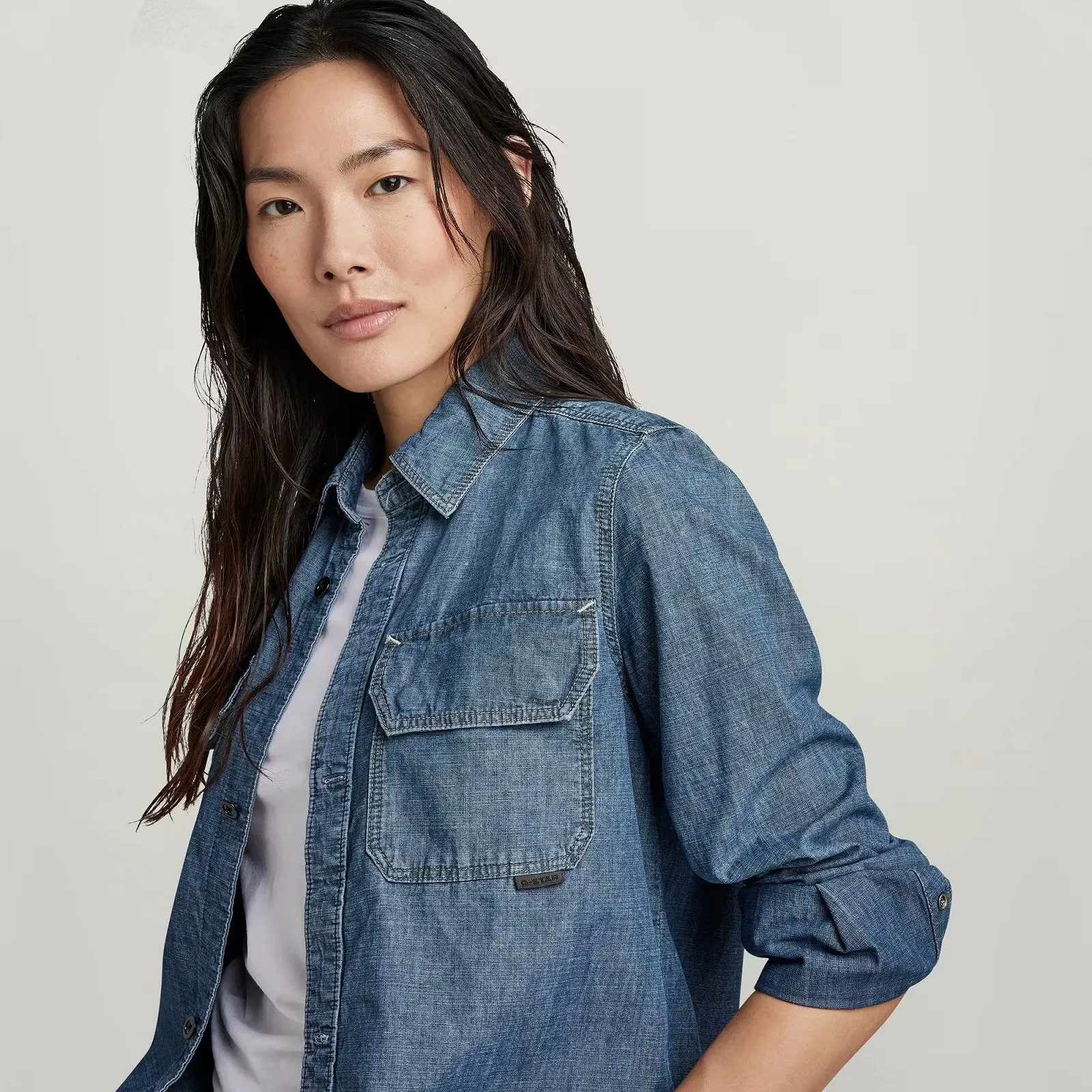 Женская рубашка G-Star RAW Flap Pocket Shirt Evergreen - S, фото №5