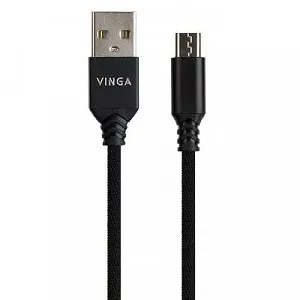Дата кабель USB 2.0 AM to Micro 5P nylon 1m black Vinga (VCPDCMBN21BK) synthetic.ua - Фото 1