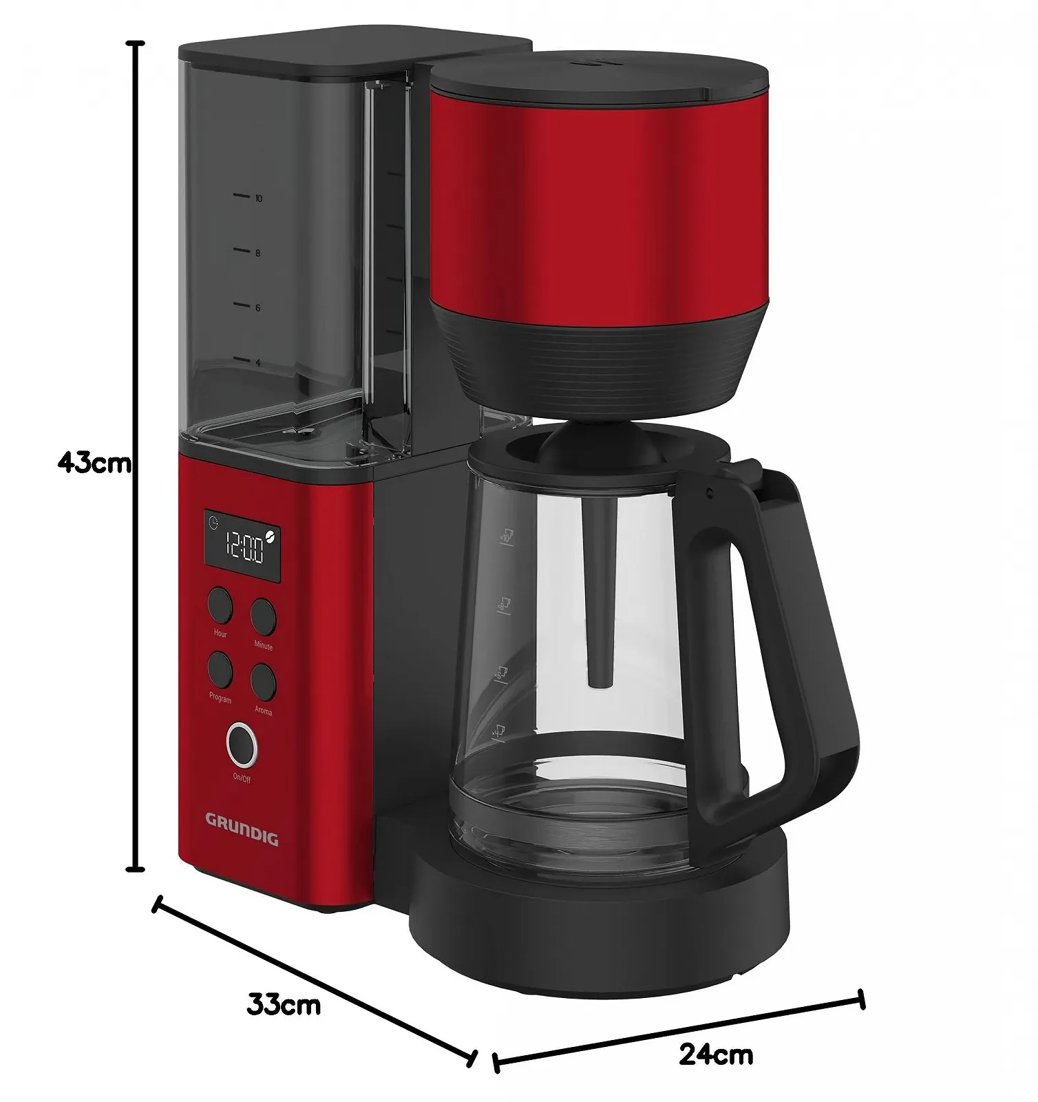 Фільтр-кавоварка GRUNDIG KM8440 Digital 1000 Вт 1.25 л Червоний, фото №2