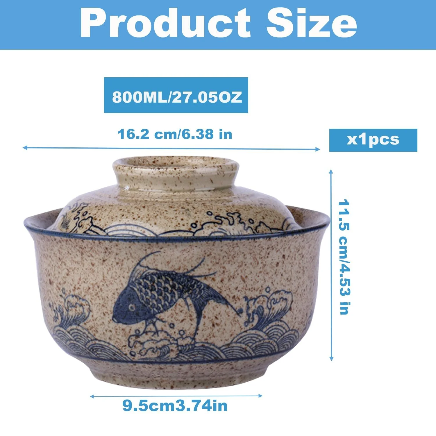 Миска керамическая для супа 800 мл для рамена, большая японская миска для лапши., фото №5 Миска керамическая для супа 800 мл для рамена, большая японская миска для лапши., фото №5