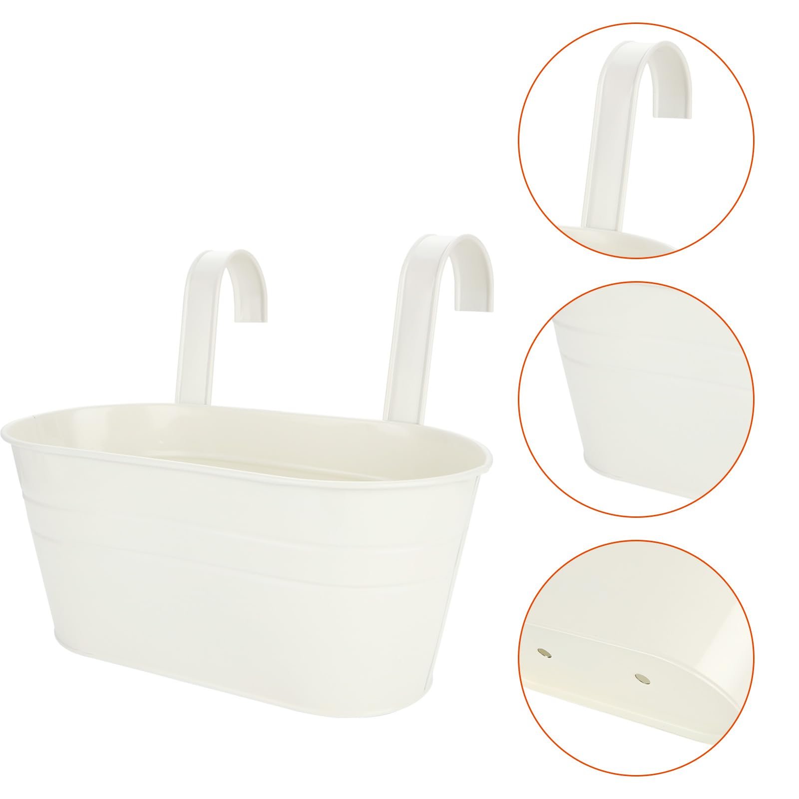 Підвісний квітковий горщик DAJAVE 4 шт. Металевий Білий 27,5 см для балкона та саду, фото №6