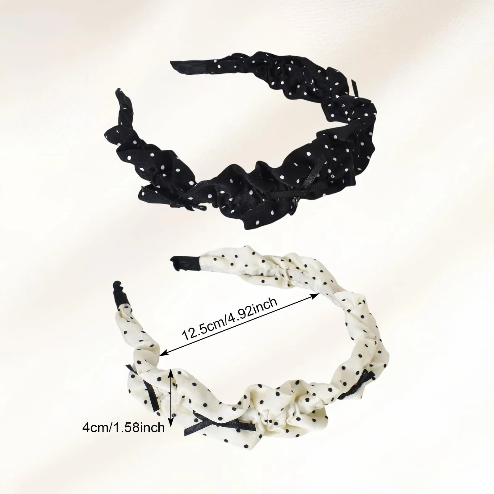 Обруч на голову в горошок, 2 шт, в горошок, фото №2