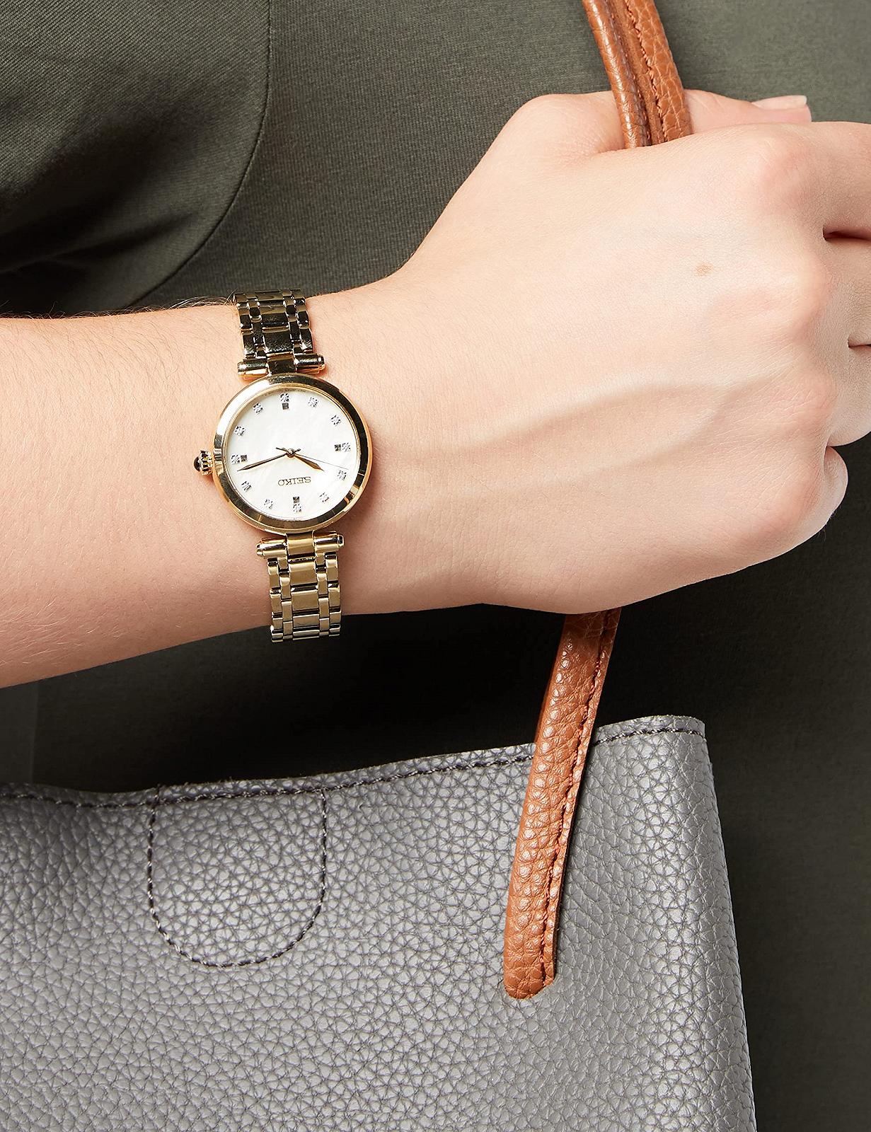 Женские часы Кварцевые Seiko SRZ536P1 Из нержавеющей стали, золотой, Браслет, фото №2