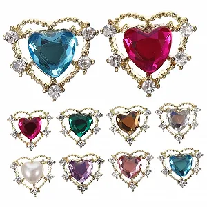 VILLCASE Прикраса для нігтів Серце Манікюрні аксесуари зі стразами для натуральних штучних нігтів, саморобні прикраси - Фото 1