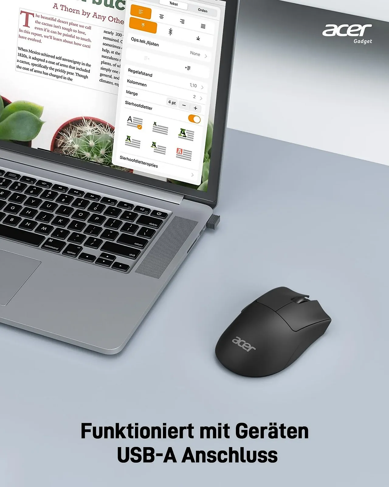 Мышь Беспроводная Acer 2.4 GHz USB A 5 Кнопок Черный, фото №8