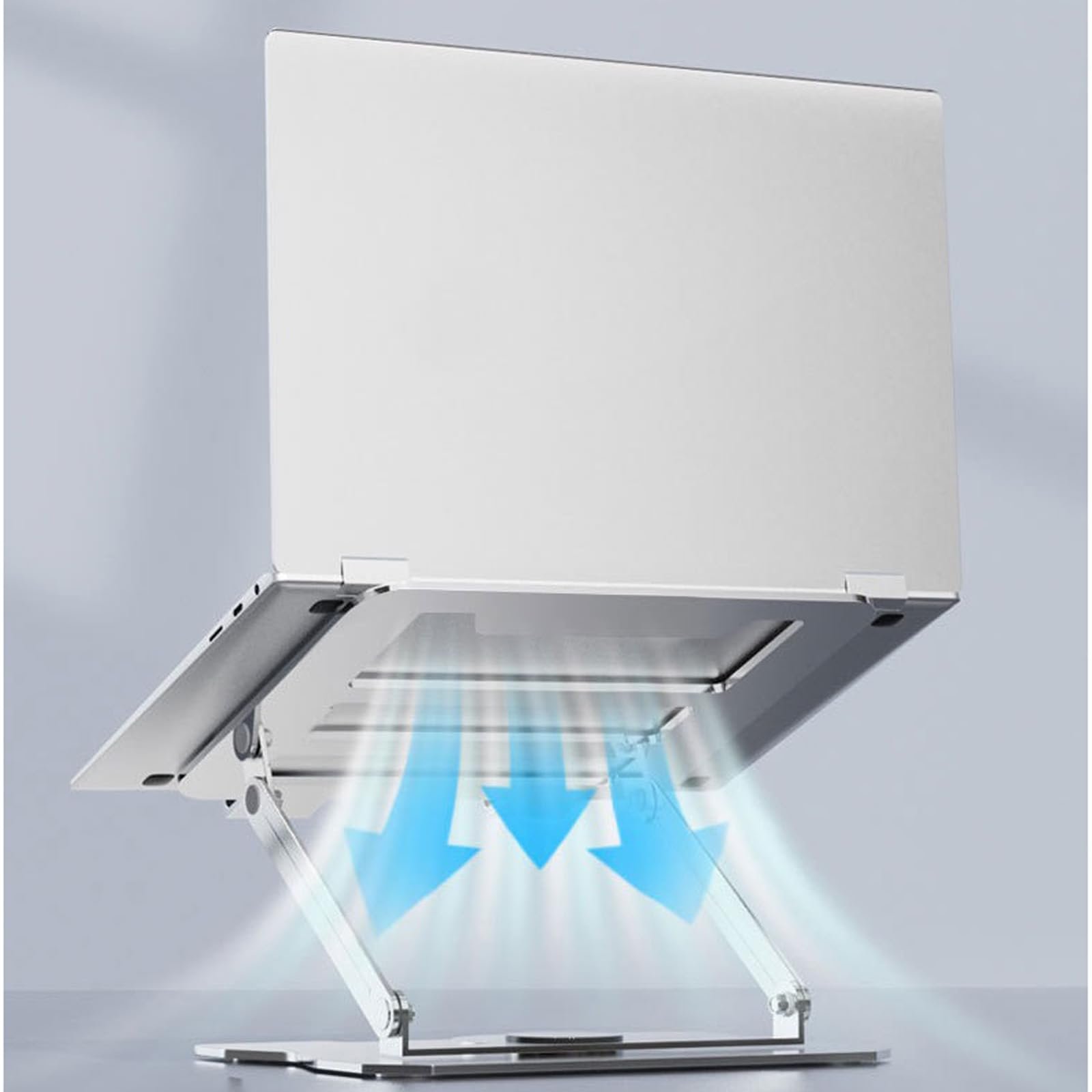 Підставка для ноутбука, 360 градусів, складана, алюмінієва, ергономічна, регульована в 6 положеннях, легка, нековзна, проста для розсіювання тепла, сумісна з усіма 10-16 дюймовими ноутбуками (срібна), фото №3 Підставка для ноутбука, 360 градусів, складана, алюмінієва, ергономічна, регульована в 6 положеннях, легка, нековзна, проста для розсіювання тепла, сумісна з усіма 10-16 дюймовими ноутбуками (срібна), фото №3