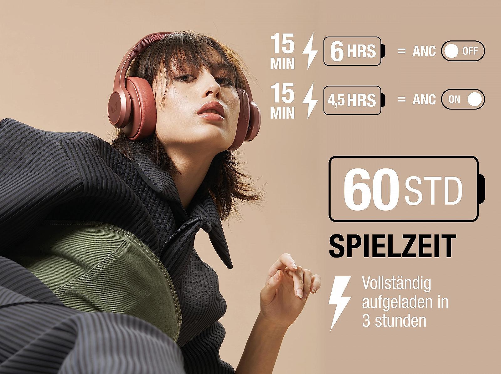 Наушники Fresh 'n Rebel Clam 2 ANC Беспроводные с Шумоподавлением Over-Ear 60 часов Воспроизведения с Микрофоном Складные Быстрая Зарядка Аудиовход Веганская Кожаная Амбушюры (Safari Red), фото №2