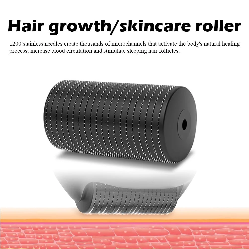 Дермаролер 0,5 мм, професійний мікронідлінг з 1200 справжніми титановими голками для волосся, обличчя, фото №2