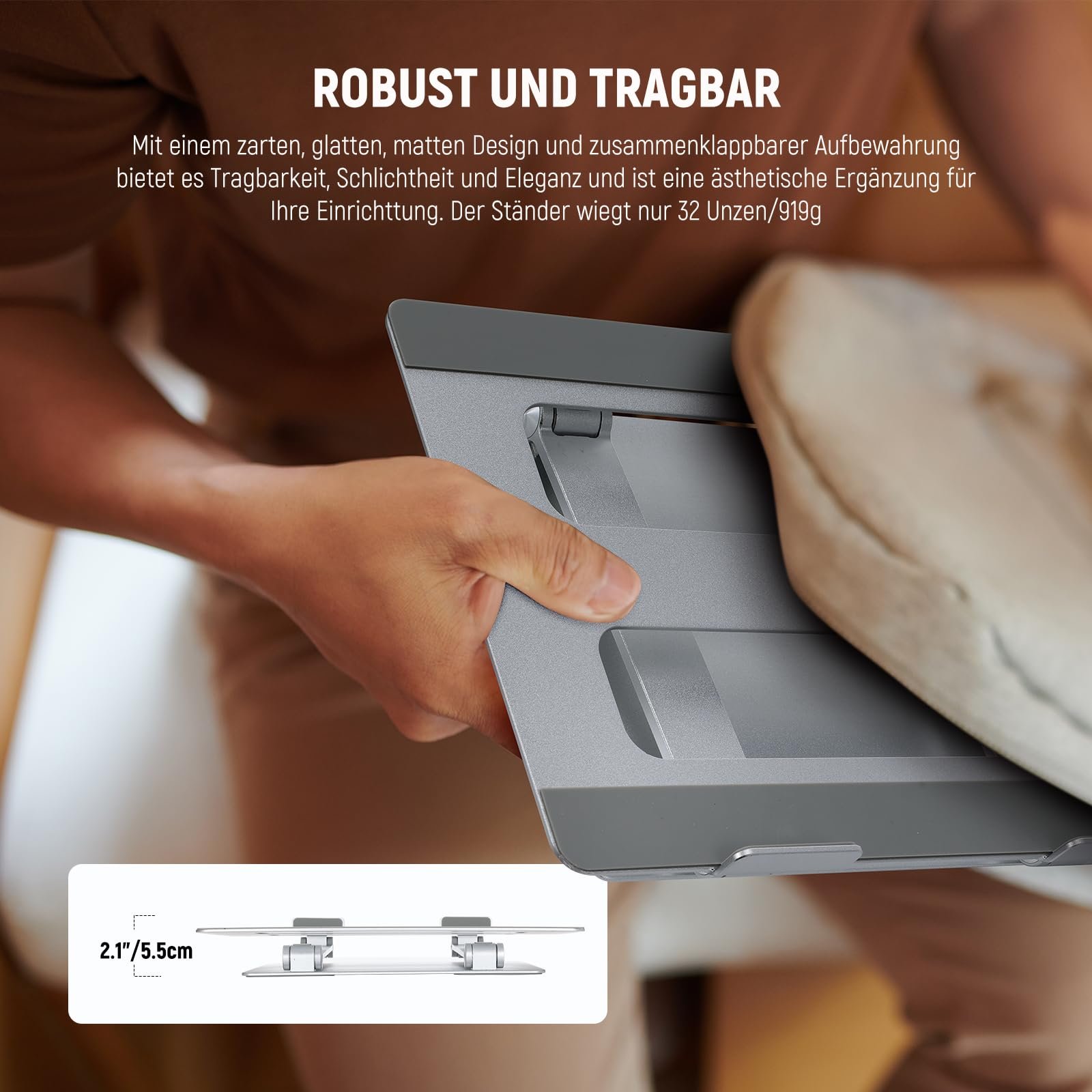 Підставка для ноутбука Регульована по висоті, складана, легка з алюмінієвого сплаву, фото №6