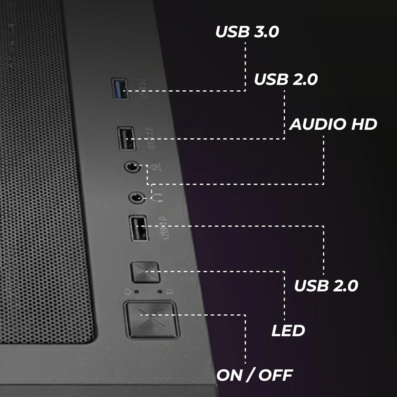 Корпус Noua Smash S1 Black / Mid-Tower / 4x120mm ARGB / Glass / без БЖ / Чорний, фото №5 Корпус Noua Smash S1 Black / Mid-Tower / 4x120mm ARGB / Glass / без БЖ / Чорний, фото №5