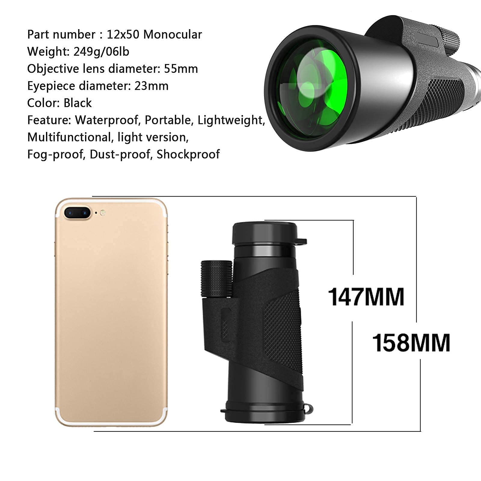 Монокуляр Smart 12 x 50 для смартфонів зі штативом, фото №3