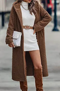 Пальто Vagbalena Женское зимнее плюшевое длинное с капюшоном - Фото 1