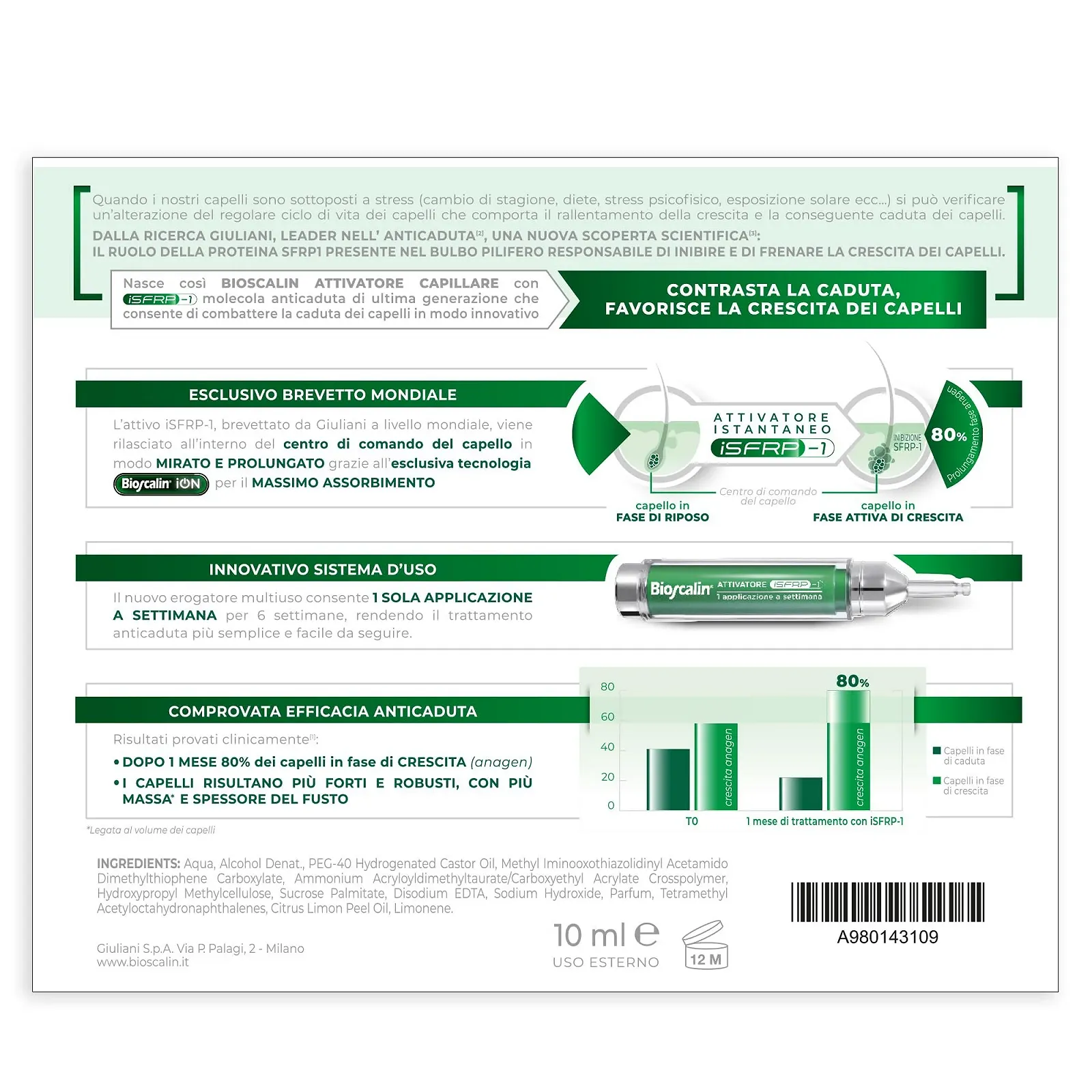 Активатор Bioscalin ISFRP-1 2 10мл проти випадіння волосся для чоловіків і жінок, фото №2 Активатор Bioscalin ISFRP-1 2 10мл проти випадіння волосся для чоловіків і жінок, фото №2