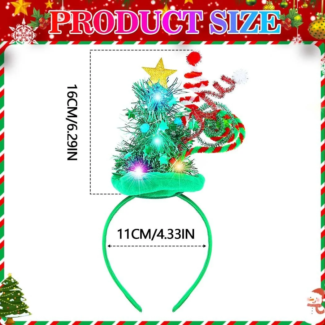 Обруч для волосся Капелюх Різдвяний Zoestar LED, фото №6